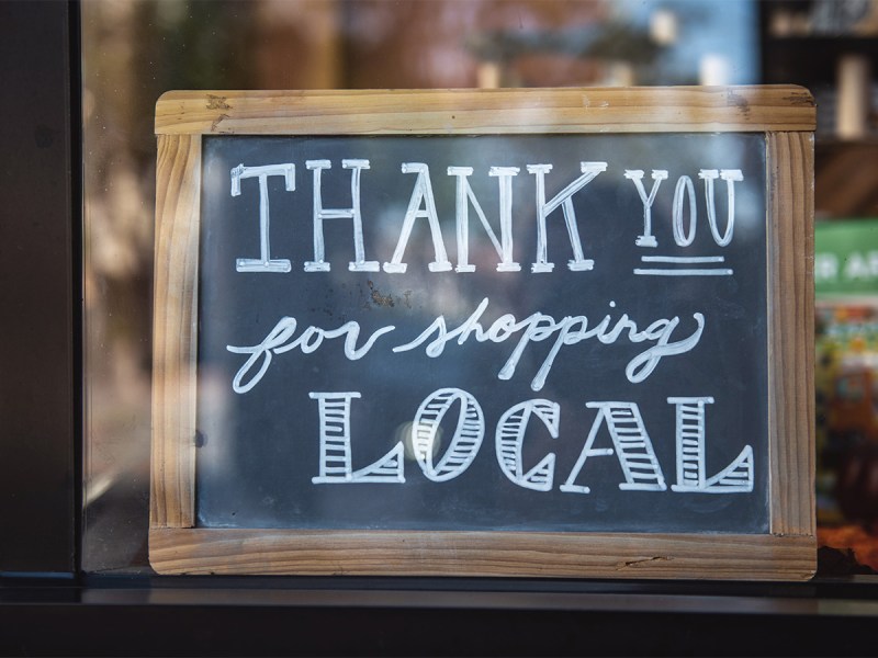 sign in front of a store